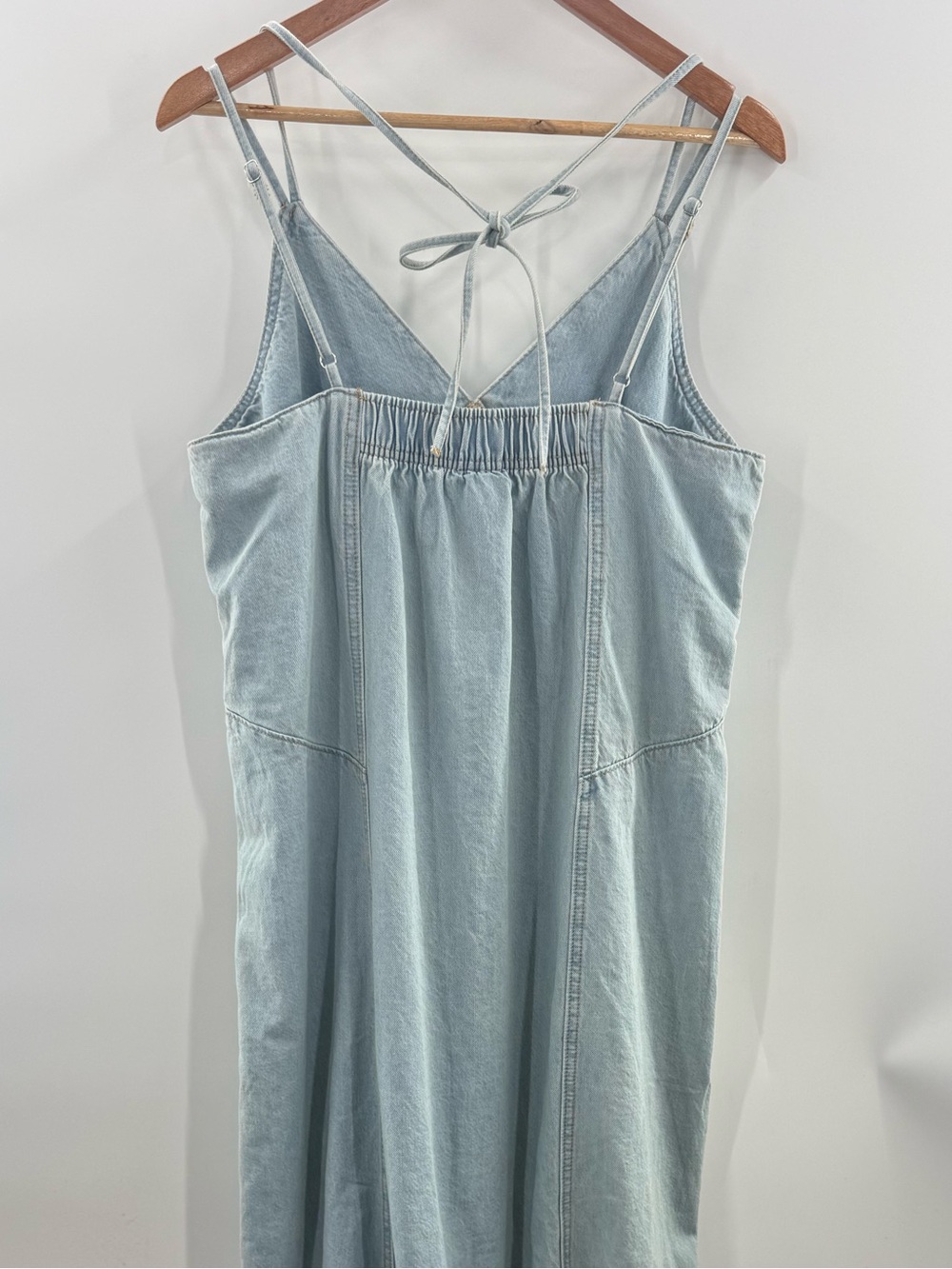 NWT Women's Cami Denim Maxi Jean Dress Light Wash Cotton Boho Cottagecore Size L - Picture 10 of 15